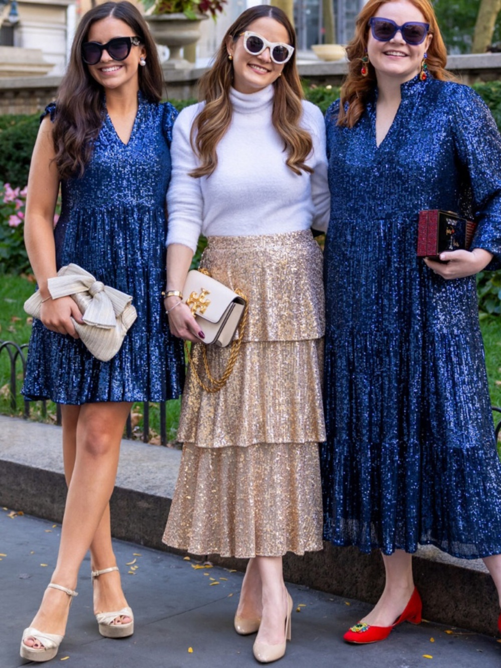 Sail to Sable Amelia Tiered Gold Sequin Midi Skirt
